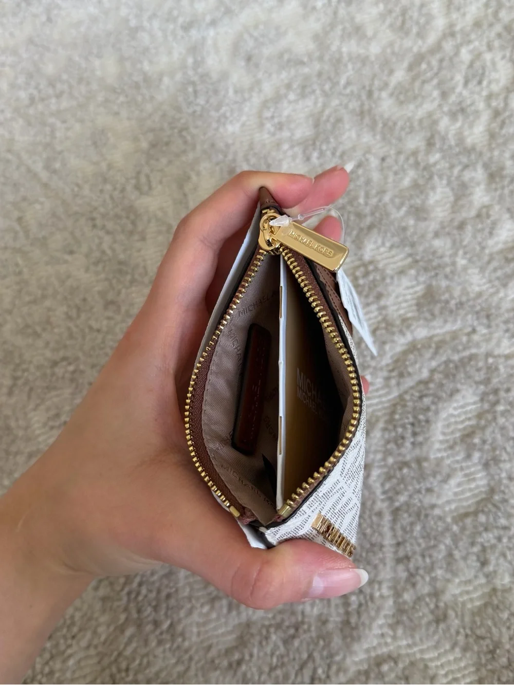Michael Kors Jet Set Travel Card Case Wallet - Vanilla Brown - BRAND NEW